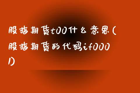 股指期货t00什么意思(股指期货的代码if0001)_https://www.xmqjcw.com_期货百科_第1张