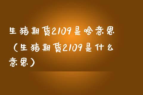 生猪期货2109是啥意思（生猪期货2109是什么意思）_https://www.xmqjcw.com_期货行情_第1张