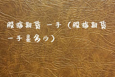 股指期货 一手（股指期货一手是多少）_https://www.xmqjcw.com_期货投资_第1张