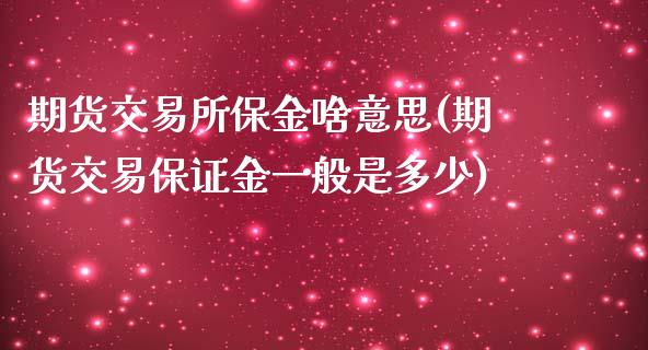 期货交易所保金啥意思(期货交易保证金一般是多少)_https://www.xmqjcw.com_期货百科_第1张