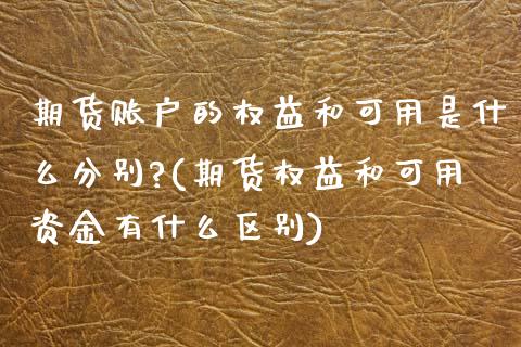 期货账户的权益和可用是什么分别?(期货权益和可用资金有什么区别)_https://www.xmqjcw.com_期货直播室_第1张