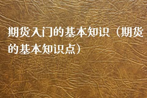 期货入门的基本知识（期货的基本知识点）_https://www.xmqjcw.com_期货直播室_第1张