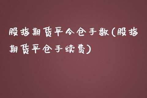 股指期货平今仓手数(股指期货平仓手续费)_https://www.xmqjcw.com_基金理财_第1张