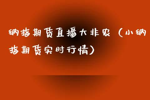 纳指期货直播大非农（小纳指期货实时行情）_https://www.xmqjcw.com_期货直播室_第1张