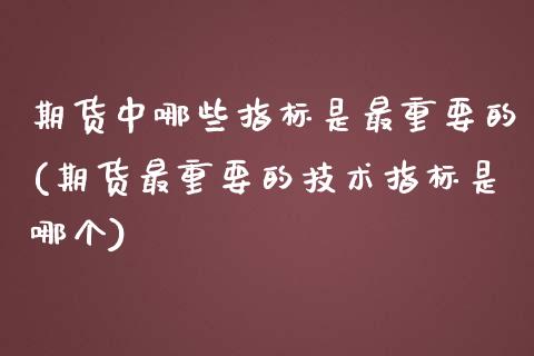 期货中哪些指标是最重要的(期货最重要的技术指标是哪个)_https://www.xmqjcw.com_期货百科_第1张