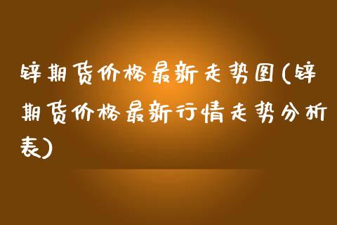 锌期货价格最新走势图(锌期货价格最新行情走势分析表)_https://www.xmqjcw.com_期货百科_第1张