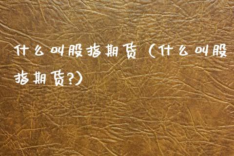 什么叫股指期货（什么叫股指期货?）_https://www.xmqjcw.com_期货行情_第1张