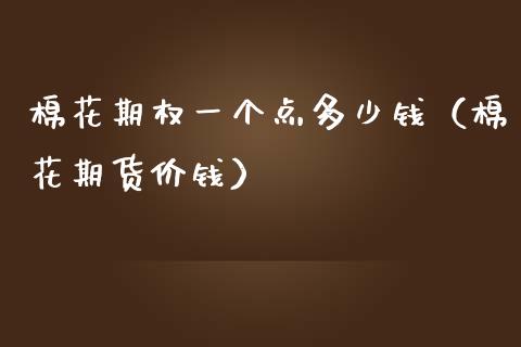 棉花期权一个点多少钱（棉花期货价钱）_https://www.xmqjcw.com_期货直播室_第1张