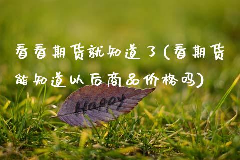 看看期货就知道了(看期货能知道以后商品价格吗)_https://www.xmqjcw.com_期货百科_第1张