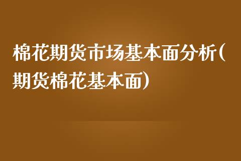 棉花期货市场基本面分析(期货棉花基本面)_https://www.xmqjcw.com_期货行情_第1张