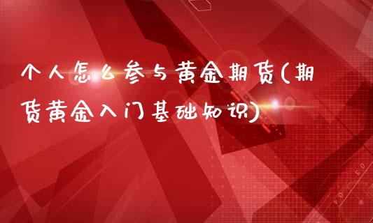 个人怎么参与黄金期货(期货黄金入门基础知识)_https://www.xmqjcw.com_基金理财_第1张