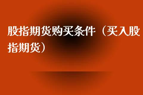 股指期货购买条件（买入股指期货）_https://www.xmqjcw.com_期货直播室_第1张