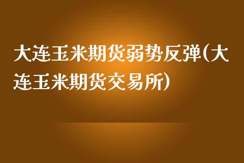 大连玉米期货弱势反弹(大连玉米期货交易所)_期货百科_第1张_秦聚理财 大连玉米期货弱势反弹(大连玉米期货交易所)_https://www.xmqjcw.com_期货百科_第1张
