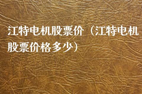 江特电机股票价（江特电机股票价格多少）_https://www.xmqjcw.com_期货投资_第1张