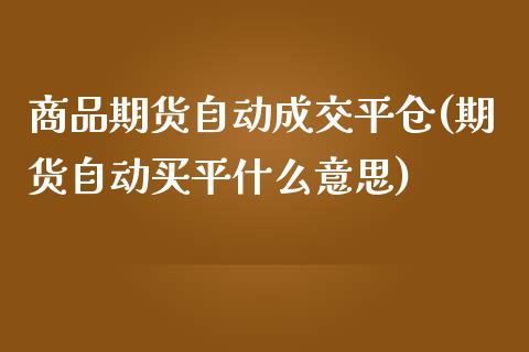商品期货自动成交平仓(期货自动买平什么意思)_https://www.xmqjcw.com_期货百科_第1张