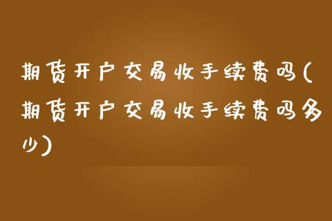期货开户交易收手续费吗(期货开户交易收手续费吗多少)_https://www.xmqjcw.com_期货百科_第1张