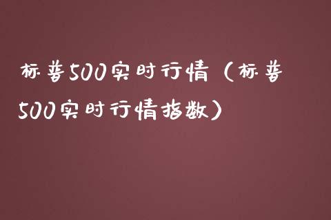 标普500实时行情（标普500实时行情指数）_https://www.xmqjcw.com_期货投资_第1张