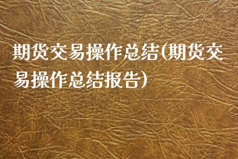 期货交易操作总结(期货交易操作总结报告)_https://www.xmqjcw.com_期货开户_第1张