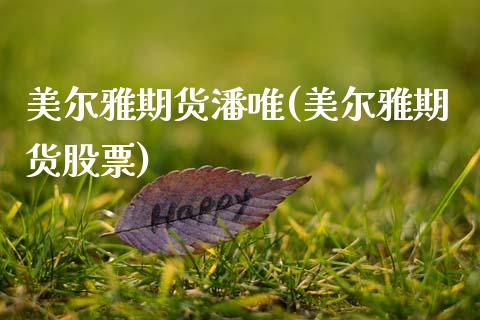 美尔雅期货潘唯(美尔雅期货股票)_https://www.xmqjcw.com_期货直播室_第1张