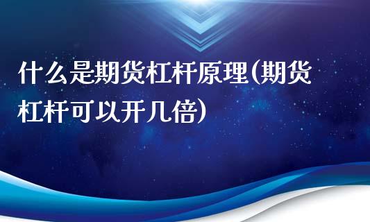 什么是期货杠杆原理(期货杠杆可以开几倍)_https://www.xmqjcw.com_期货百科_第1张