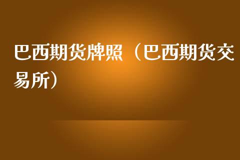 巴西期货（巴西期货交易所）_https://www.xmqjcw.com_期货直播室_第1张