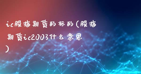 ic股指期货的标的(股指期货ic2003什么意思)_https://www.xmqjcw.com_期货百科_第1张