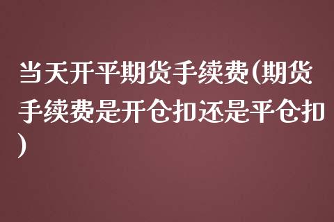 当天开平期货手续费(期货手续费是开仓扣还是平仓扣)_https://www.xmqjcw.com_基金理财_第1张
